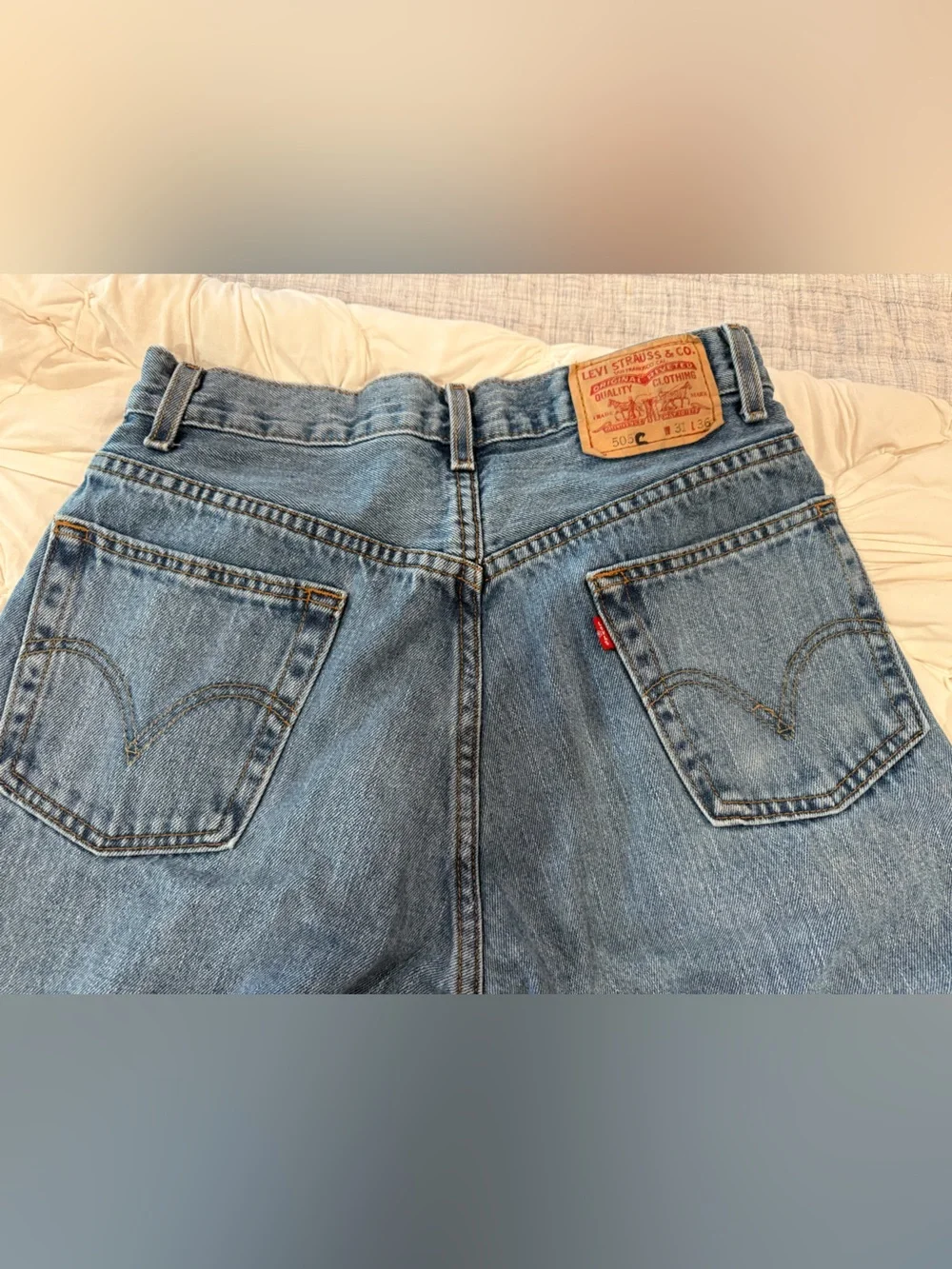 Levi's Men's 505 Light Blue Relaxed Fit Jeans with Signature Red Tab